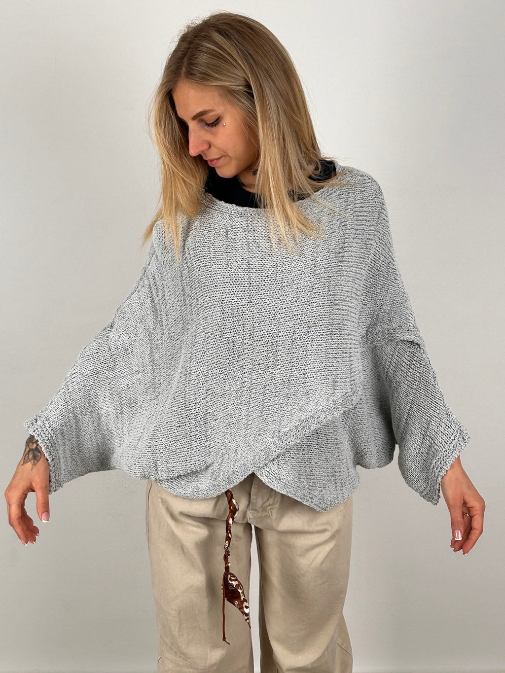 Maglia ampia cotone donna vista vestibilità