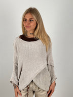 Maglia ampia panna cotone donna vista frontale