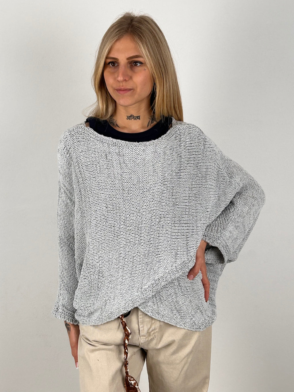 Maglia ampia cotone donna vista frontale