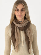 Maglia a coste beige con bottoni e foulard incluso, foto 4