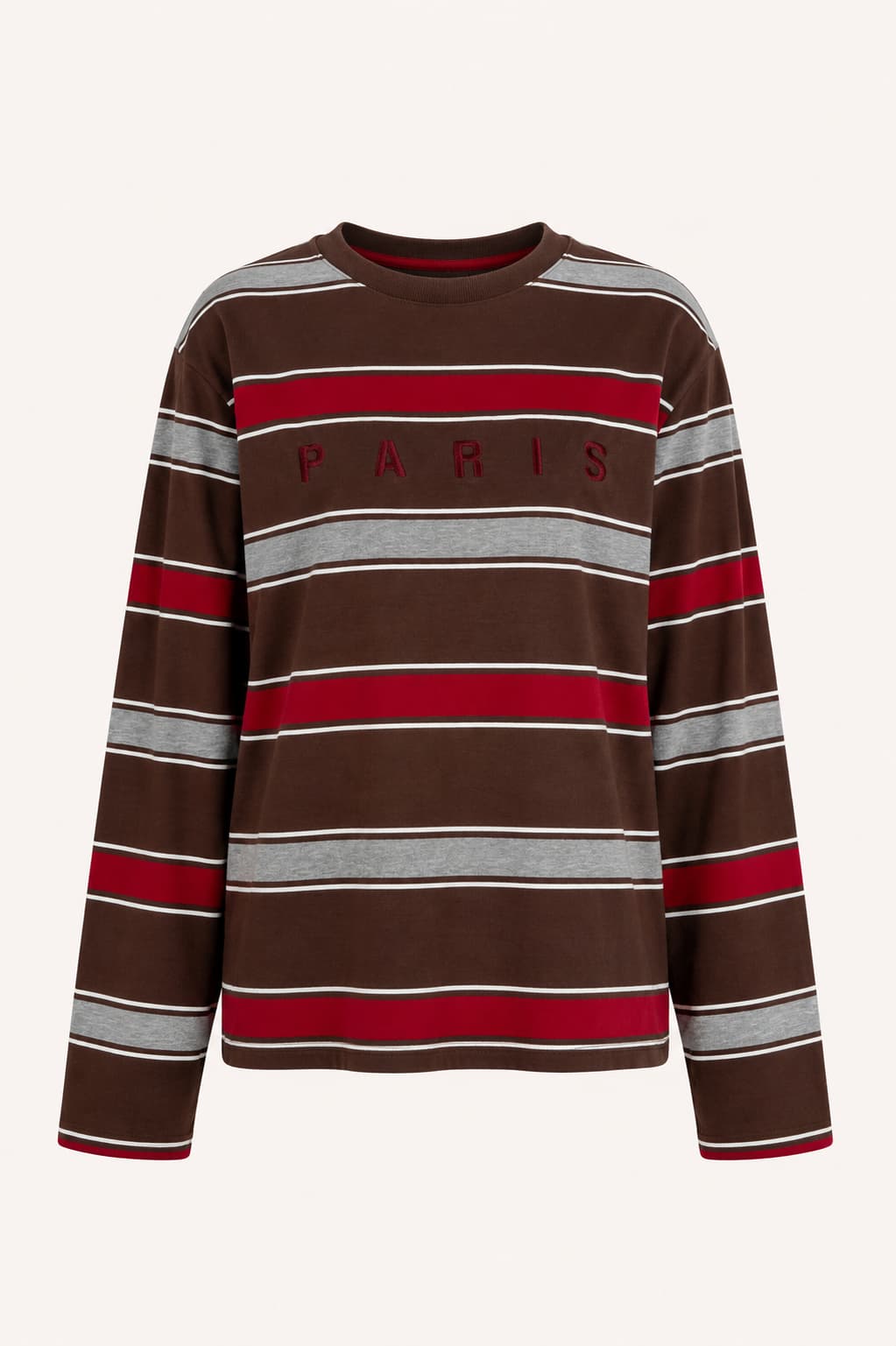 maglia cotone a righe Cioccolato manica lunga - immagine gost