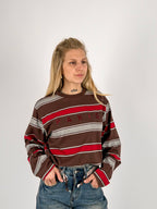 maglia cotone a righe Cioccolato manica lunga - portata dentro