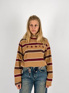 maglia cotone a righe Beige manica lunga - portata dentro
