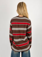 maglia cotone a righe Cioccolato manica lunga - vista retro