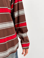 maglia cotone a righe Cioccolato manica lunga - dettaglio polsino
