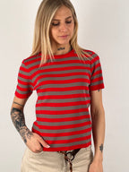 Maglia viscosa righe Rosso - vista frontale 