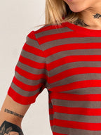 Maglia viscosa righe rosso - vista dettaglio 