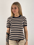 Maglia viscosa righe blu - vista frontale 