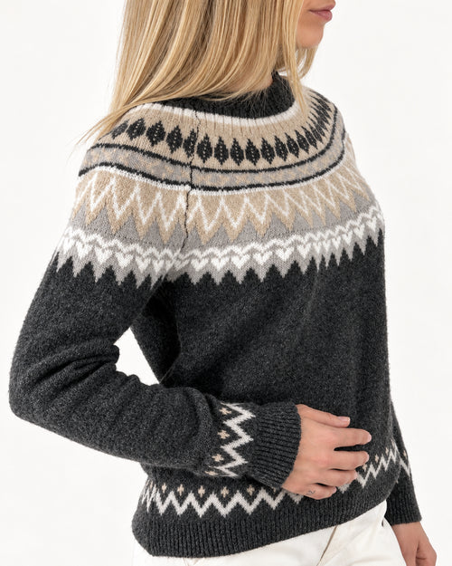 Maglione grigio con motivo nordico, foto 2