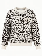 Maglione donna animalier panna con scritta NY - vista frontale