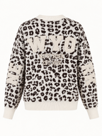 Maglione donna animalier panna con maxi scritta New York - vista retro