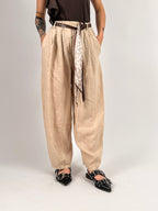 Pantalone donna morbido beige con elastico in vita e tasche - vista frontale