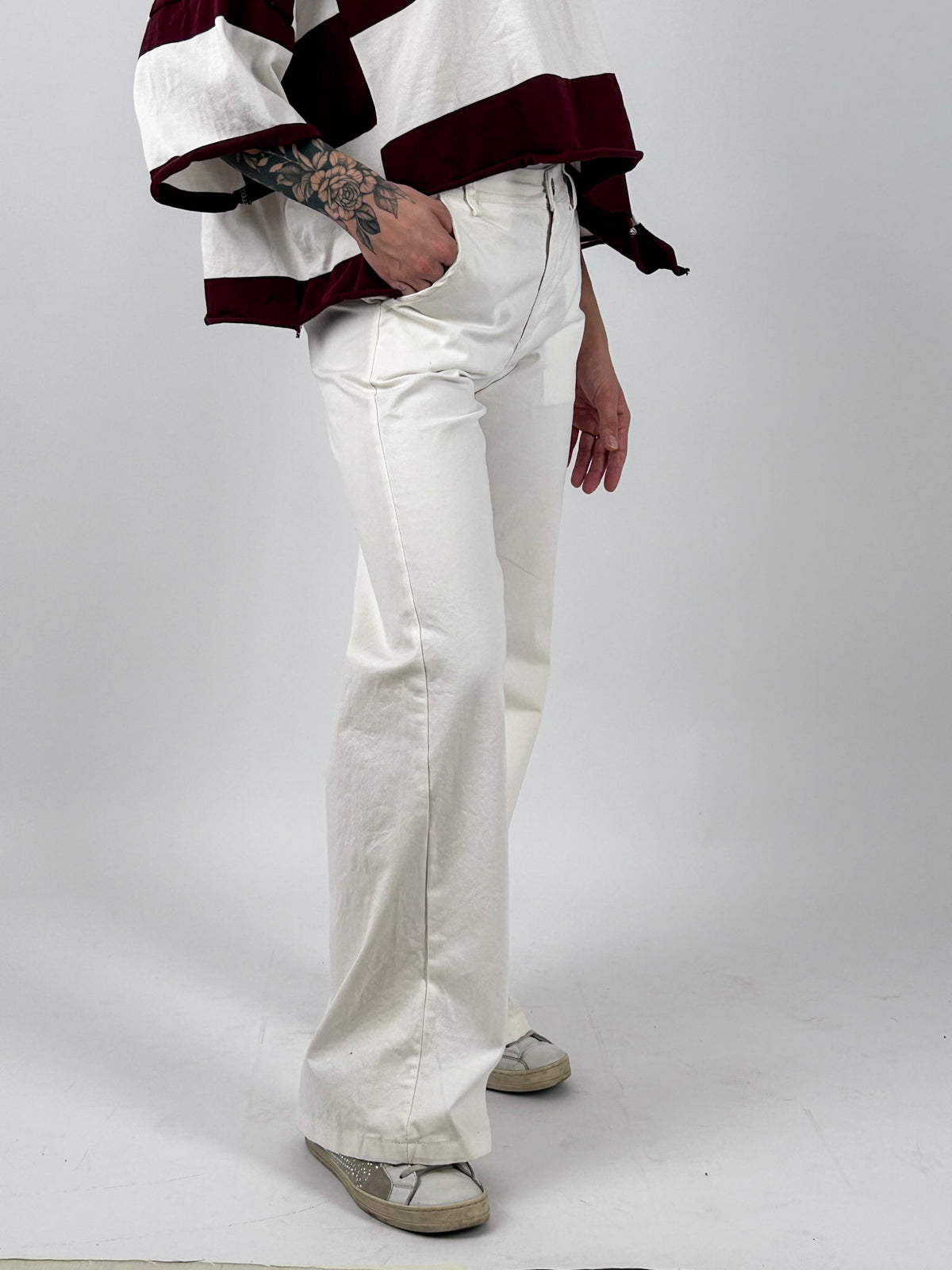 Pantalone donna a gamba dritta - vista laterale