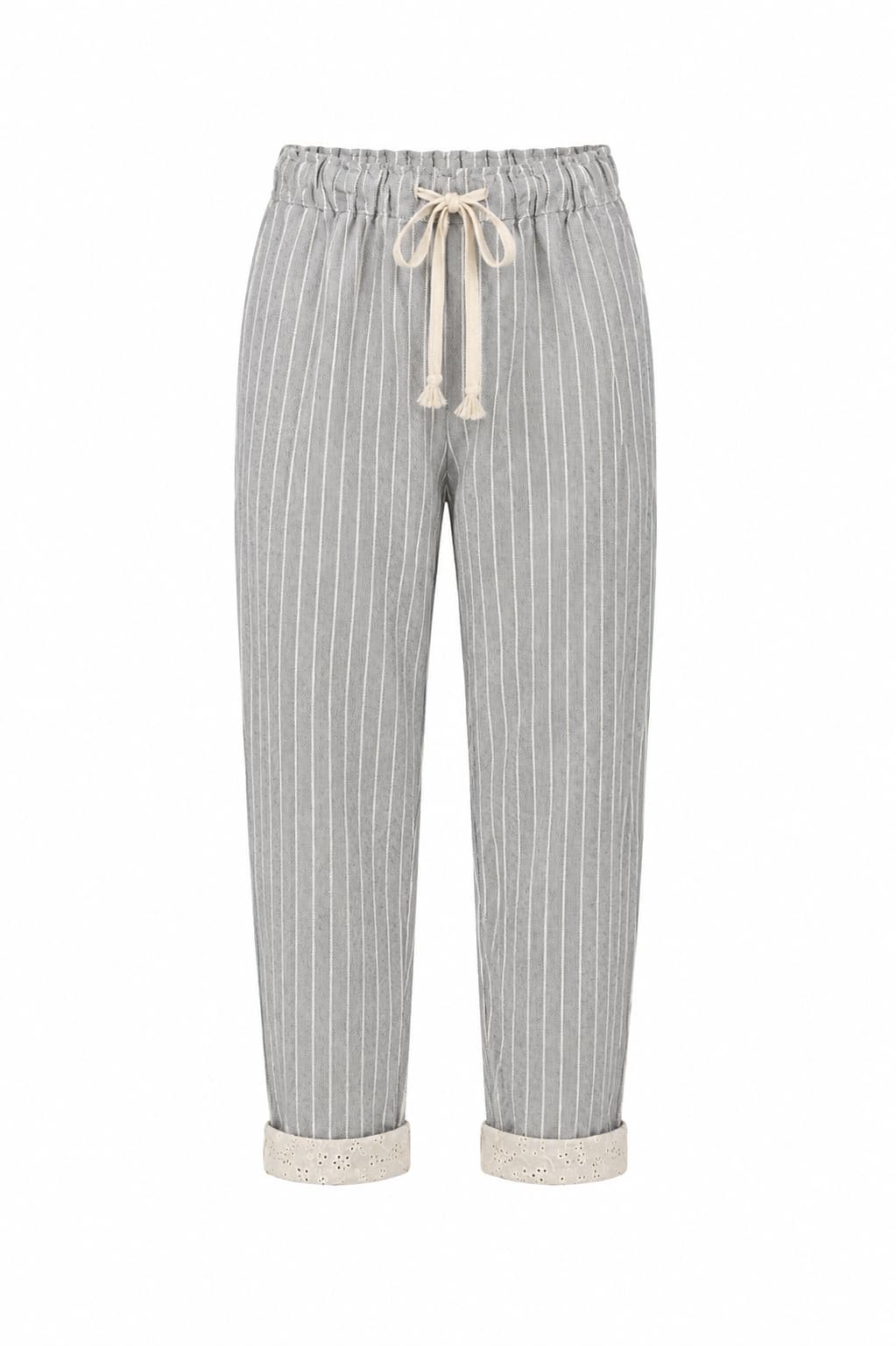 pantalone righe estiivo orlo pizzo. immagine gost