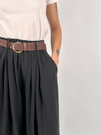 pantalone leggero con cintura nero palazzo - vista dettaglio
