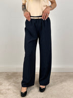 antalone gessato – pantalone donna a righe gessato elegante, stile sartoriale chic