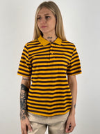 polo cotone  ocra righe vista frontale ocra