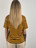 polo cotone righe vista retro Ocra