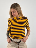 polo cotone righe vista frontale ocra 