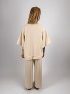 Completo Bergamo Panna da donna con maglia morbida e pantalone coordinato - vista retro