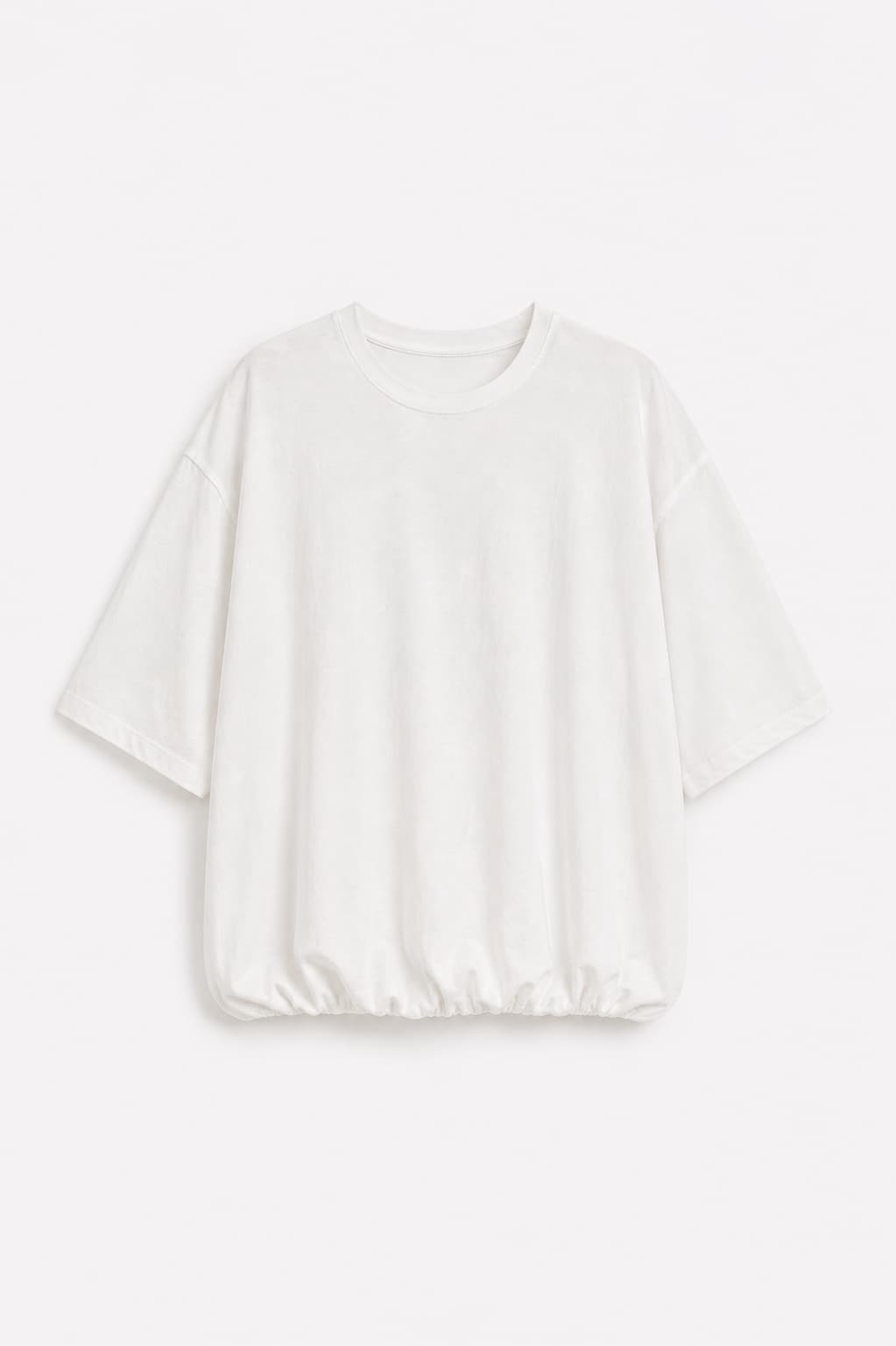 T-shirt donna bianco in cotone con vestibilità morbida e spalla scesa - immagine gost