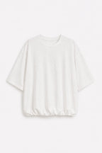 T-shirt donna bianco in cotone con vestibilità morbida e spalla scesa - immagine gost