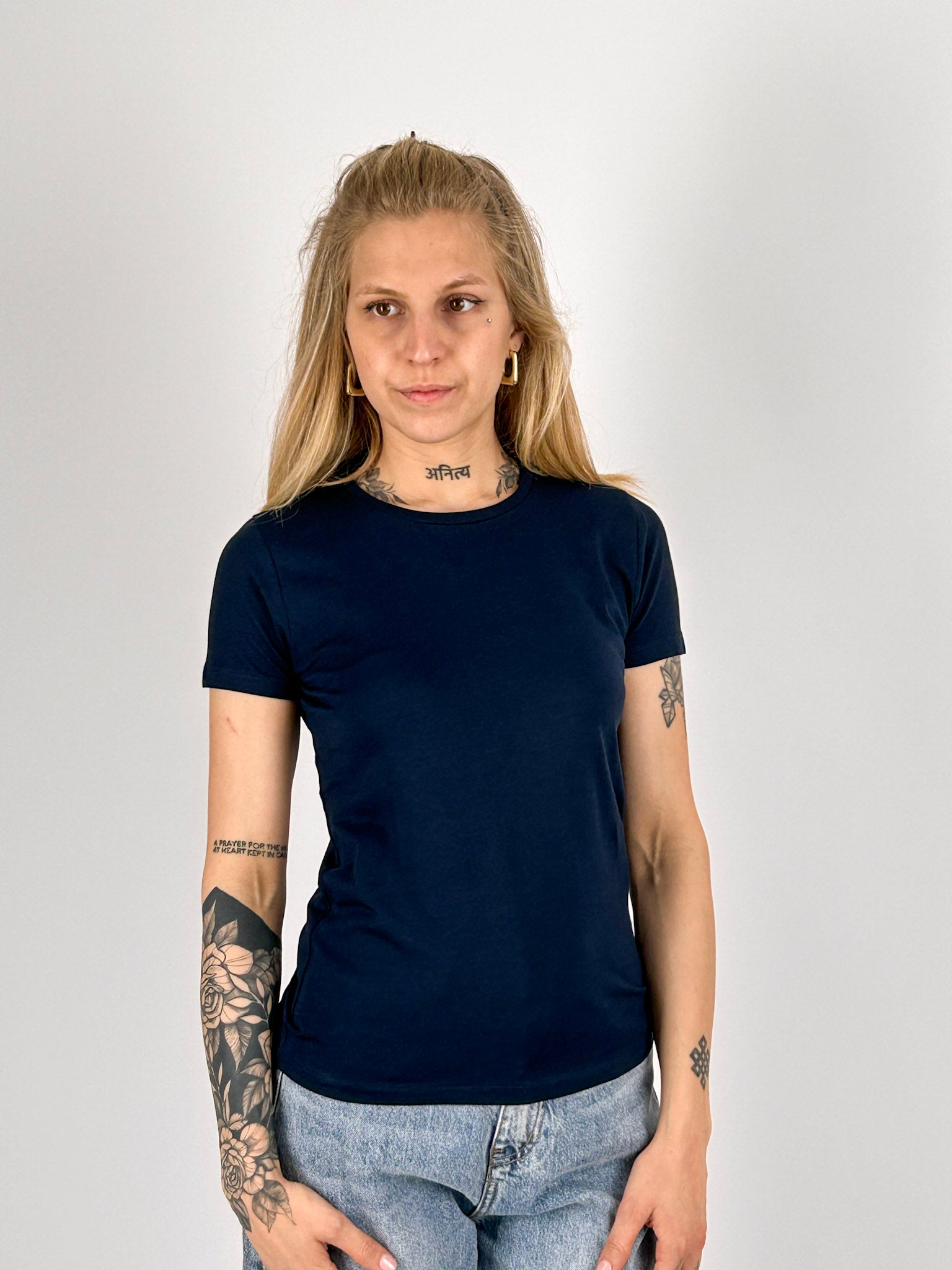 t-shirt basic Blu hangard lab cotone organico - vista frontale