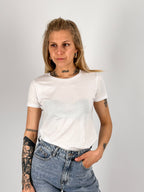 t-shirt basic Bianco hangard lab cotone organico - portata dentro