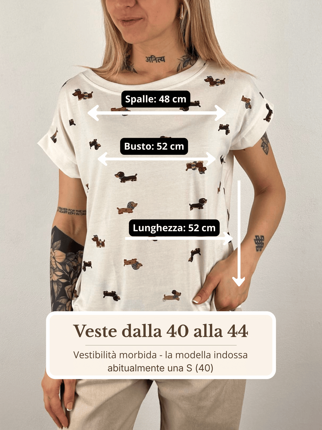 Guida misure T-shirt Bassotti Fun
