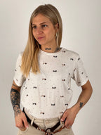  T-shirt Mini Bassotti – t-shirt donna con stampa bassotti mini, stile casual fun irresistibile.vista frontale

