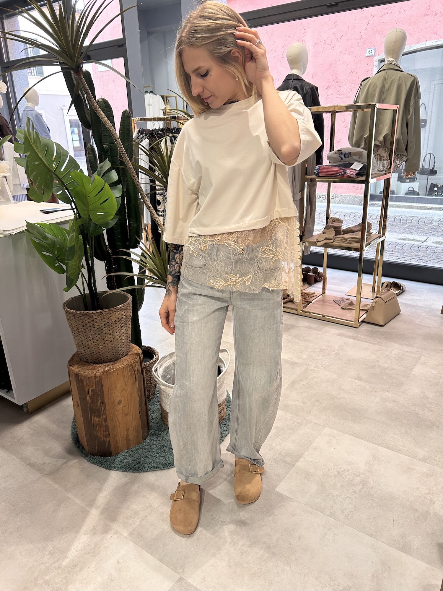 t-shirt pizzo look co pleto