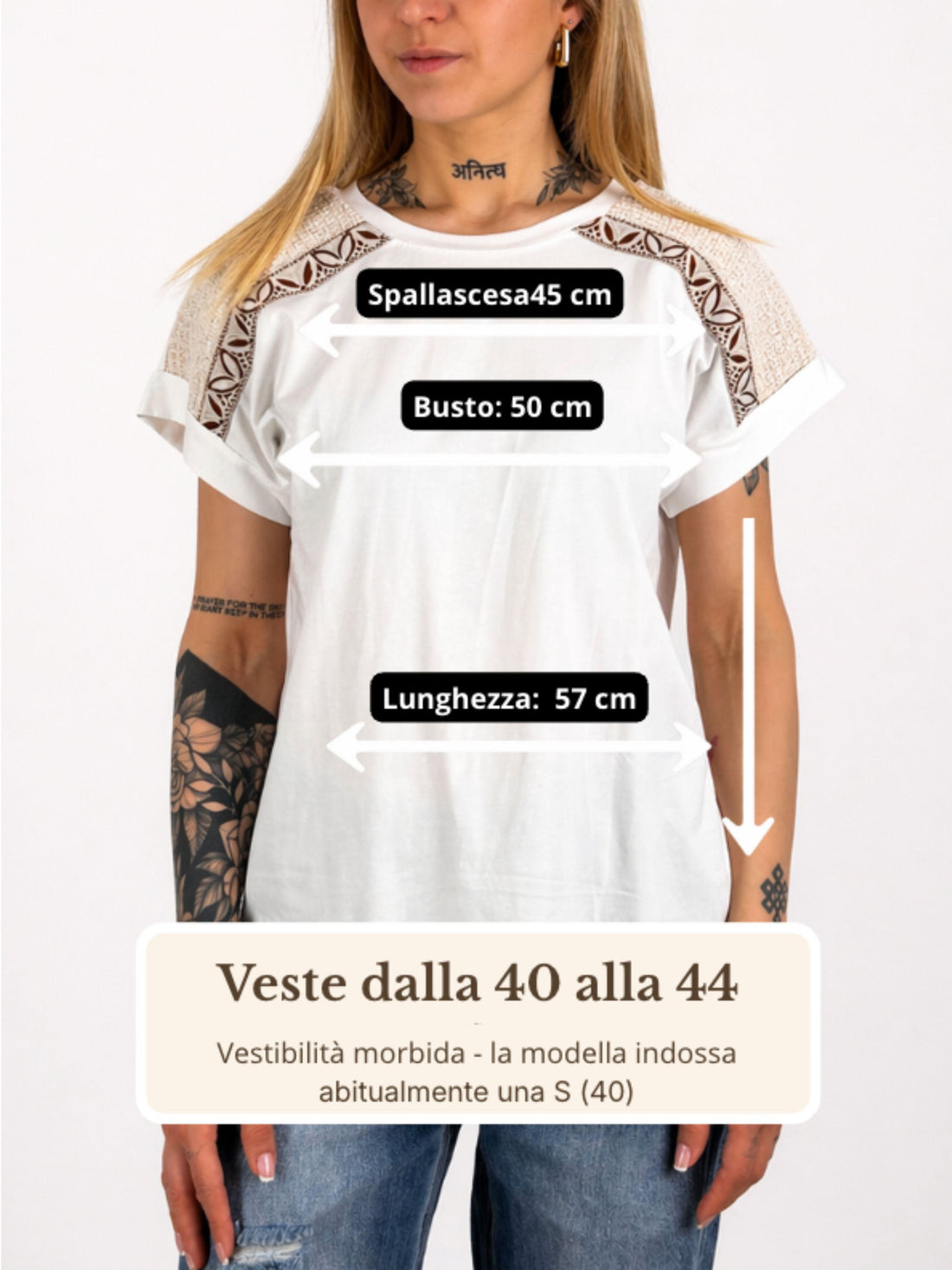 Guida misure T-shirt Ricamo chic