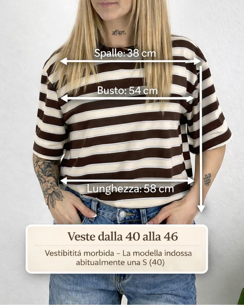 Guida misure T-shirt Over Rigata