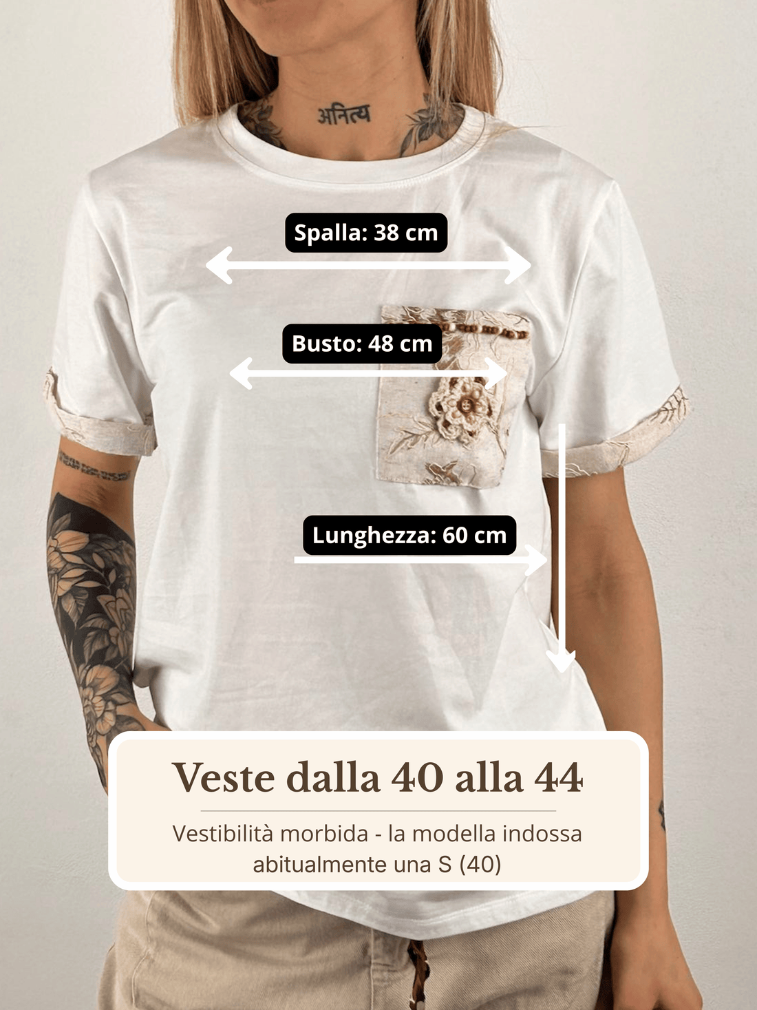 Guida misure T-shirt Pocket Ricamo