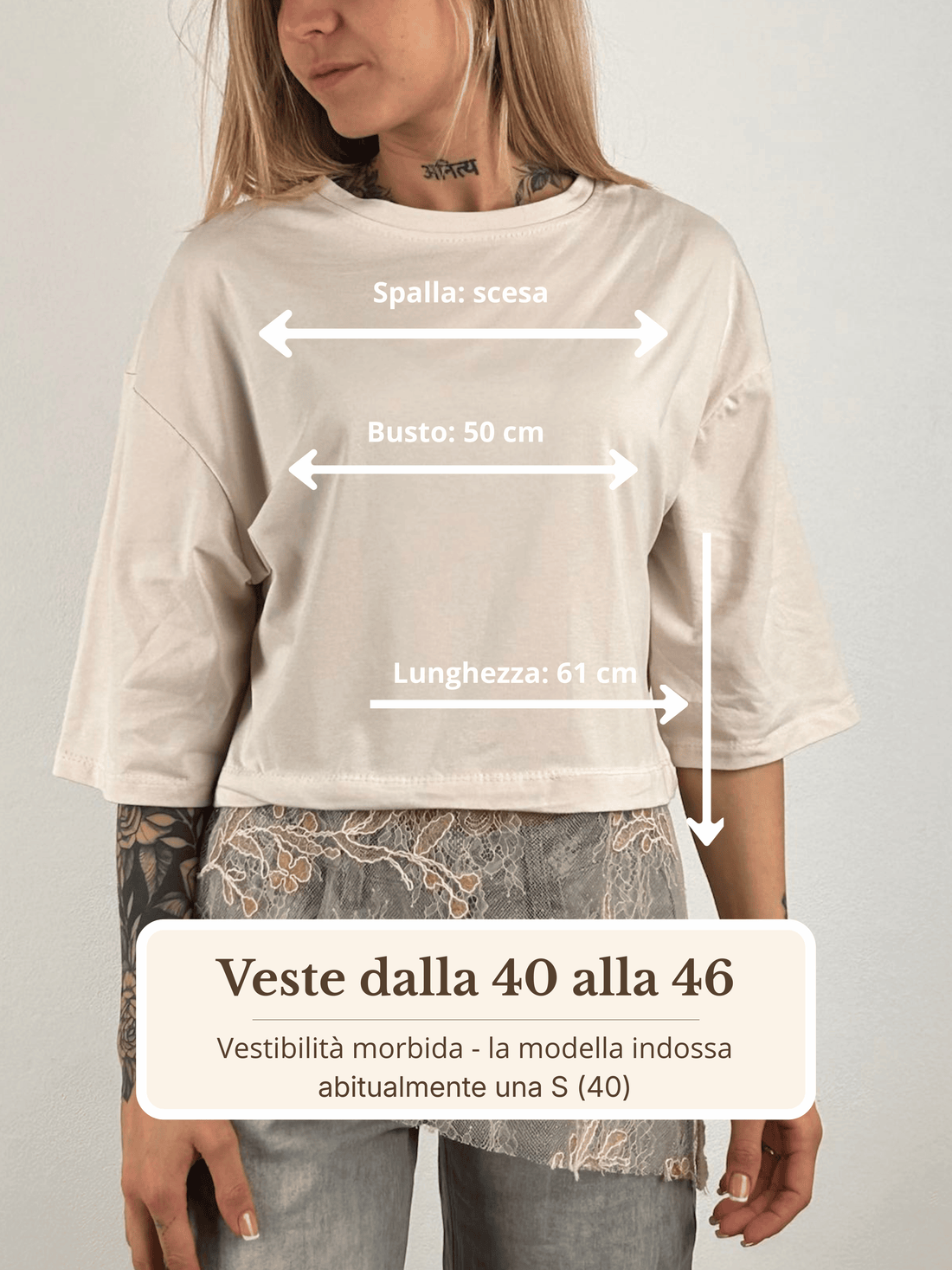 Guida misure T-shirt Lace Layer