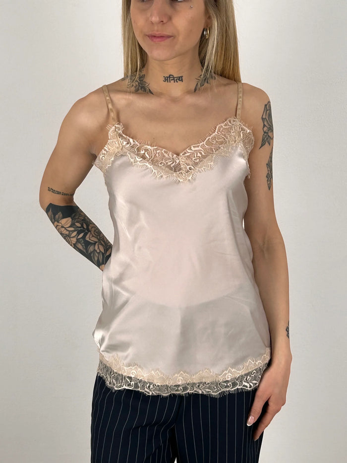 Top Satin Pizzo