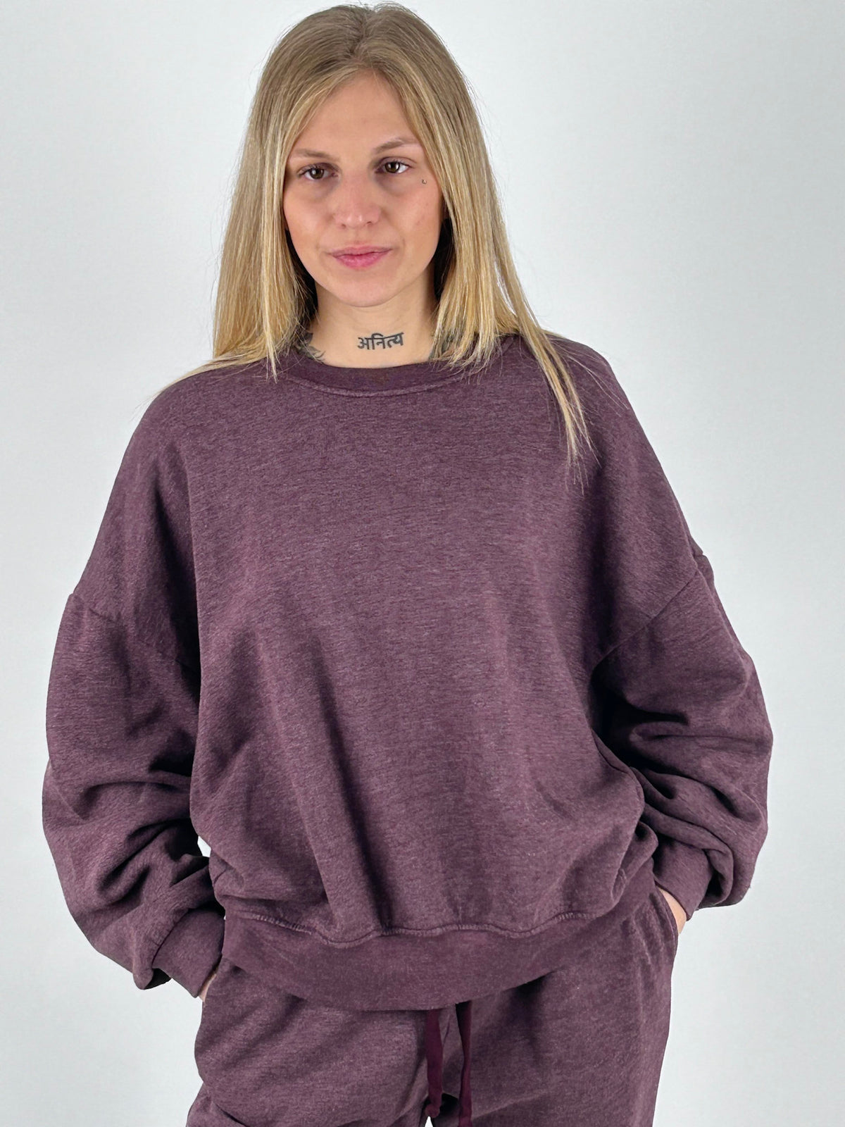 Tuta Soft bordeaux, dettaglio felpa